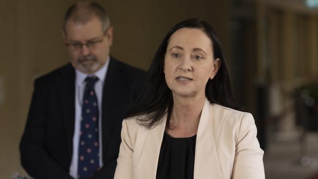 Queensland Health Minister Yvette D'Ath addresses the media at Parliament House. NewsWire / Sarah Marshall