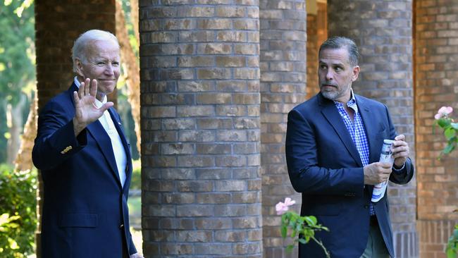 Joe and Hunter Biden leave Holy Spirit Catholic Church in Johns Island, South Carolina, last month. Picture: AFP