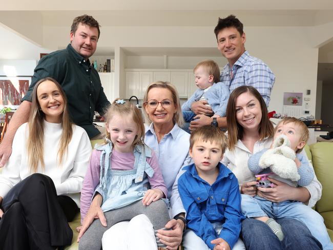 Sussan Ley surrounded by extended family at home in Albury, NSW. Picture: Alex Coppel.