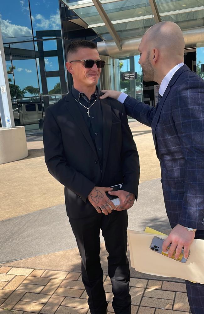 Henchman owner Jared Fairall (left) outside court with his lawyer Farshad Sarabi, of Hannay Lawyers.