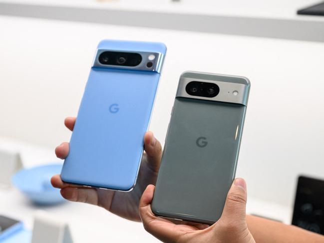 Google Pixel 8 and 8 Pro are both designed to utilise AI. Picture: Ed JONES / AFP