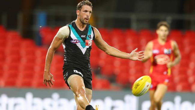 Travis Boak took control of the midfield for Port Adelaide, after the Gold Coast made a fast start. Picture: Chris Hyde/Getty Images.