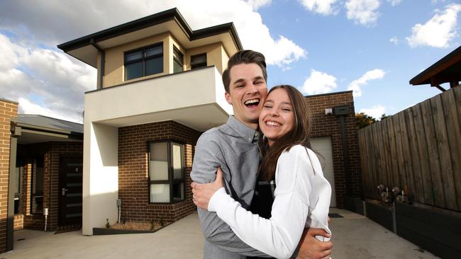 Andrew Moller and Edwina Toohey at their Reservoir home. Picture: Norm Oorloff