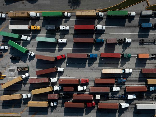 Trucks at the Port of Baltimore, Maryland. Picture: Brendan Smialowski/AFP