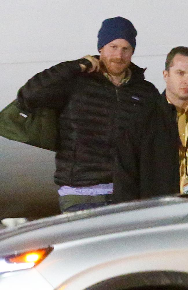 Prince Harry arrives at Victoria Airport in Canada. Picture: Cosmo/BACKGRID