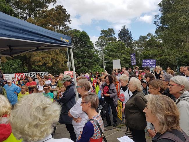 There was a large turn out at Sunday’s anti-WestConnex rally held outside the Leichhardt Campus of the Sydney Secondary College, opposing a midpoint access tunnel for the Dan Murphy's bottle shop site in Darley Rd, Lilyfield.