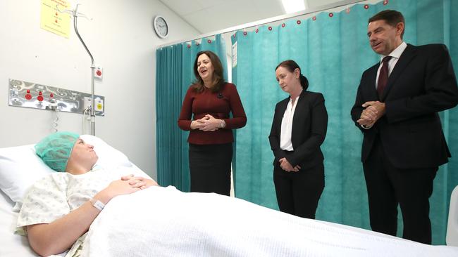 Premier Annastacia Palaszczuk, Health Minister Yvette D'Ath and Treasurer Cameron Dick visited Mater Private Hospital Springfield in May to announce the expansion. Picture: Jono Searle