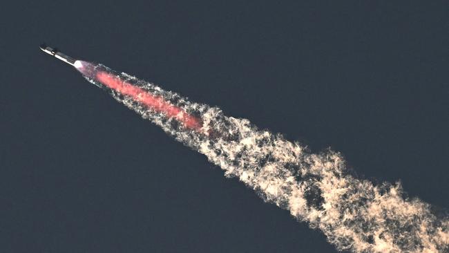 SpaceX's Starship rocket launches from Starbase during its second test flight in Boca Chica, Texas, in November 2023. Picture: AFP