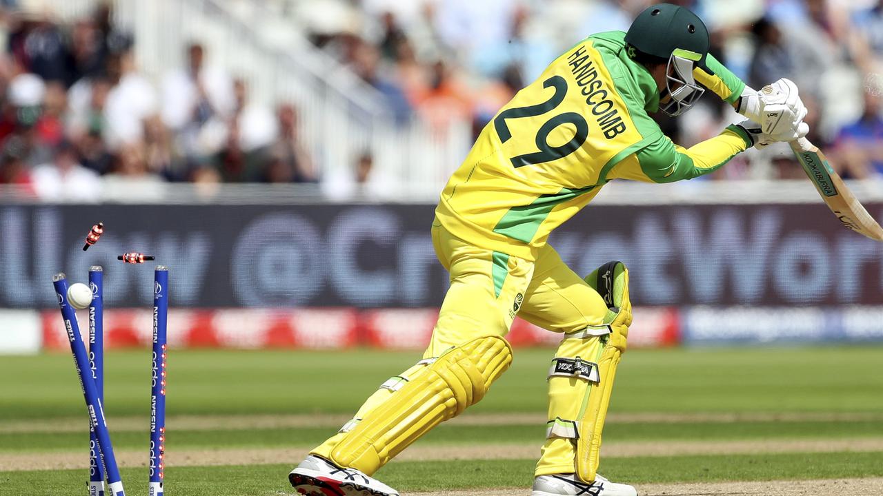 Australia's Peter Handscomb misses everything with a true shocker.