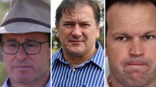 Nationals leader David Littleproud, Wide Bay MP Llew O'Brien and Senator Matt Canavan.