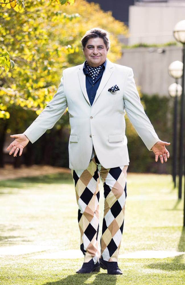 MasterChef Australia judge Matt Preston models his latest fashion statement, flashy pants as favoured by garish golfer, John Daly.