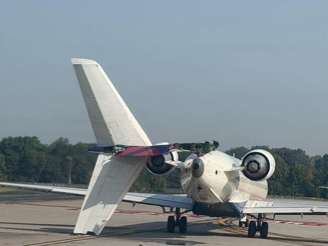 The smaller of two Delta Airlines planes which collided on a runway at Hartsfield-Jackson Atlanta International Airport on September 10 2024 Credit A Fly Guy Travels on X