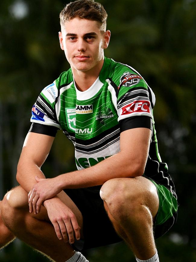 QRL: Mal Meninga Cup U18's - Townsville Blackhawks Harley Taylor and Tom Duffy ahead of the 2021 Grand Final. Picture: Alix Sweeney