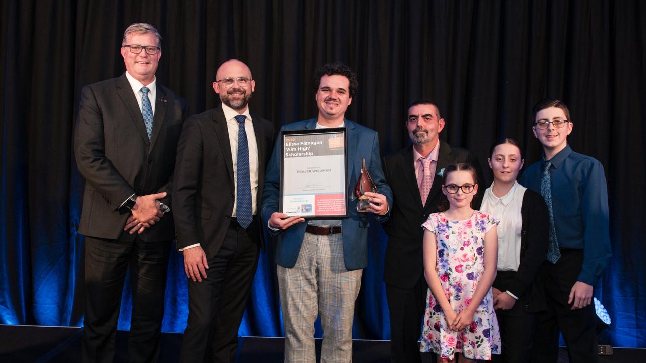 Recipient Fraser Wiedman (centre) of the 2022 Business disABILITY Awards has opened up about life with different abilities. Pictures: Contributed – Matt Ryan