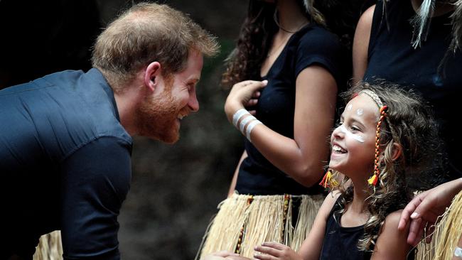 The Duke of Sussex, visits Pile Valley, and is welcomed on arrival by the Traditional Owners of K'gari, the Butchulla People and the Premier of Queensland. Picture: Andrew Parsons