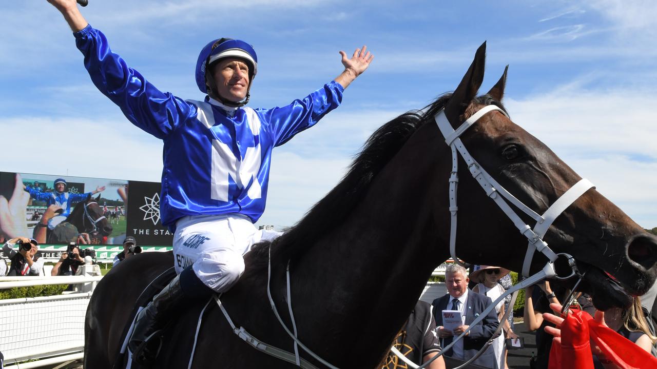 *This picture has been selected as one of the Best of the Year Sports images for 2019* Jockey Hugh Bowman returns to scale after riding Winx to victory in race 6, the Star Apollo Stakes during The Star Chinese Festival of Racing at Royal Randwick Racecourse in Sydney, Saturday, February 16, 2019. (AAP Image/Simon Bullard) NO ARCHIVING,