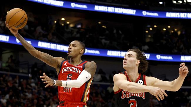 Giddey had his first regular season outing for the Bulls. Photo by Sean Gardner/Getty Images