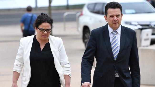 Leader of SA Best Party Nick Xenophon and staffer Connie Bonaros arrive to speak to the media on November 3. Picture: AAP/David Mariuz