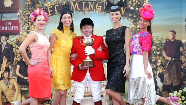 John ‘Patto’ Patterson helping launch the Melbourne Cup Carnival in 2015. Picture: Ian Currie