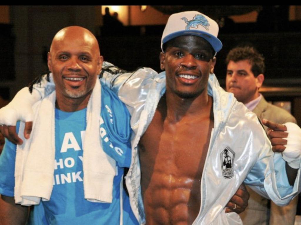 Tony Harrison with his late father Ali Salaam, who guided his boxing career from the age of four.