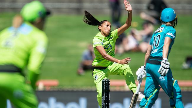 Sydney Thunder cricketer Shabnim Ismail in action in last season’s WBBL.