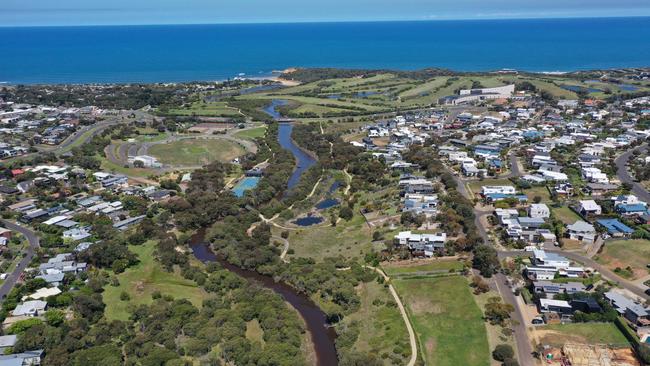 Looking down Spring Creek towards the ocean at Torquay. Picture: Alan Barber