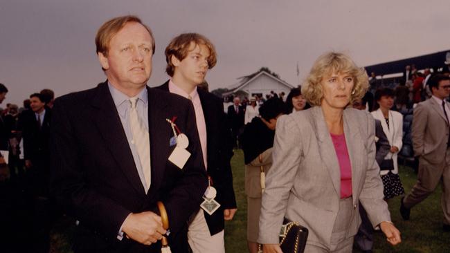 Andrew and Camilla Parker Bowles with their son Tom Parker Bowles in 1992. Picture: Getty Images.