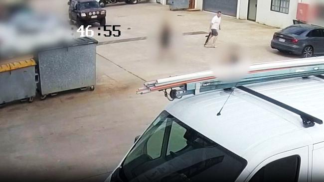 Mitchell James Wilson was captured on CCTV at a Brendale business allegedly firing a gun when confronting a man.