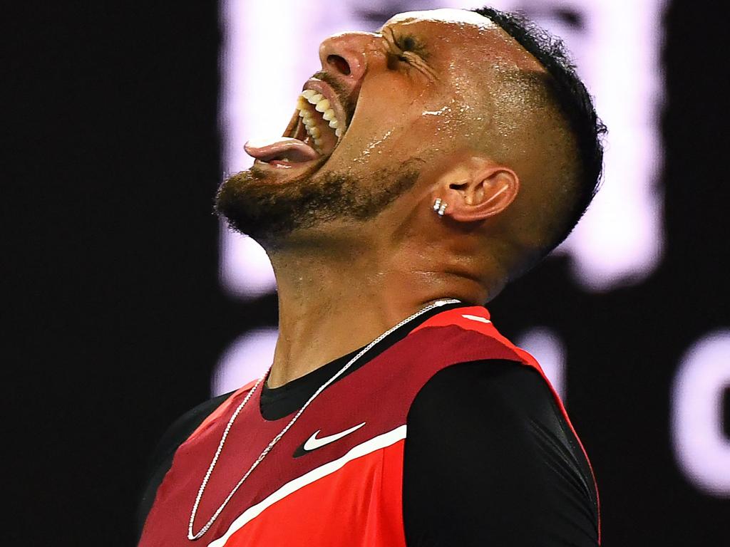 Kyrgios found life in the third set. Picture: AFP