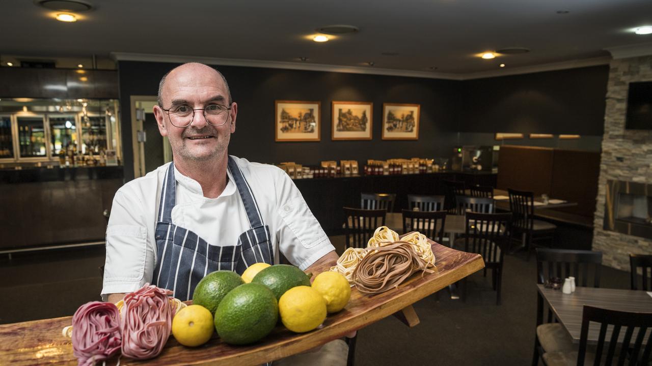 Lily's owner Bruce Ryman holds pasta made by the restaurant and other fresh local ingredients. Picture: Kevin Farmer