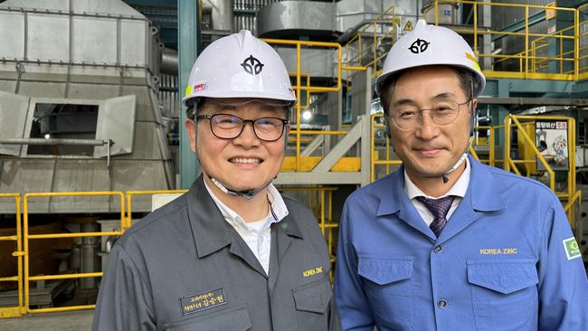 Korea Zinc executive director Seung-hyun Kim and vice president sustainability management division Kijun Kim, who says Australia will be the 'base' of the company's decarbonisation plans. Picture: Clare Armstrong