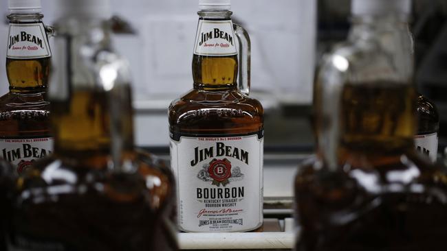 Bottles of Jim Beam inside a Kentucky bottling plant. Picture: Getty Images