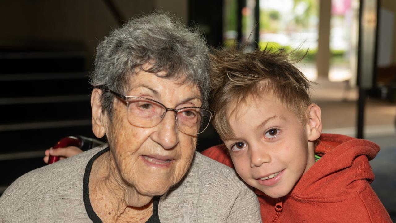 Ewan Ruddick with his Great Grandmother Carmel Grech at the 75th Mackay Eisteddfod 2022.Picture: Michaela Harlow