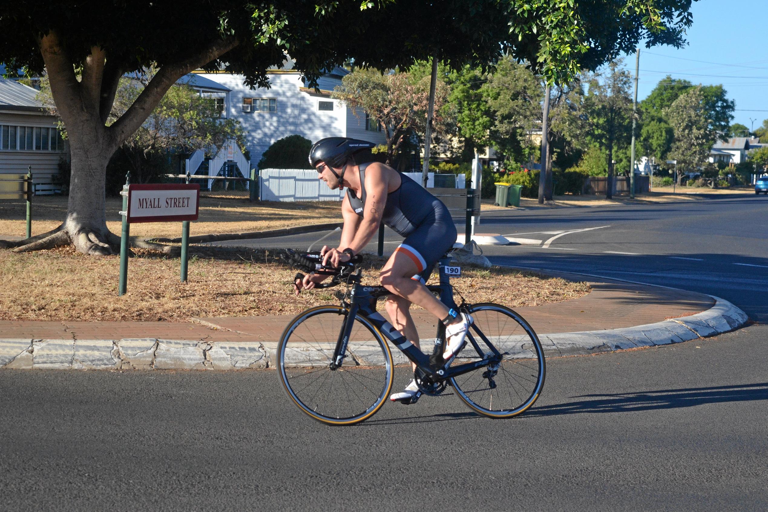 BIKE TIME: Officials closed off Patrick St on Sunday to cater for the many athletes taking to the road on their bikes. Picture: Meg Gannon