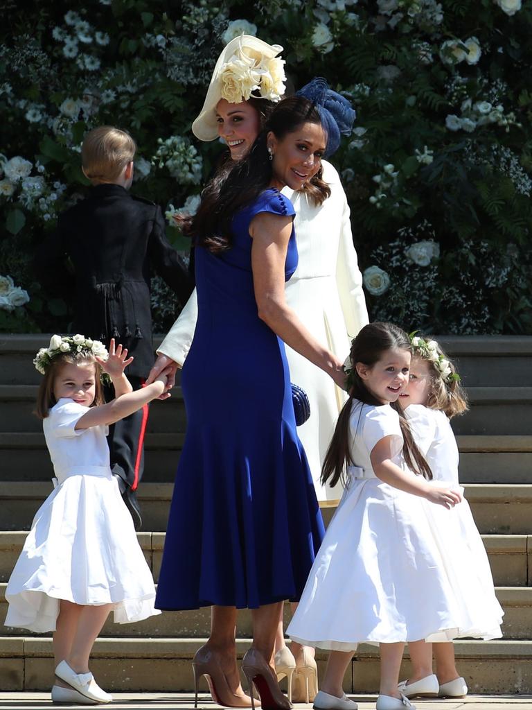 Kate Middleton with Mulroney and their daughters at the royal wedding. Picture: AFP Photo/Pool/Jane Barlow