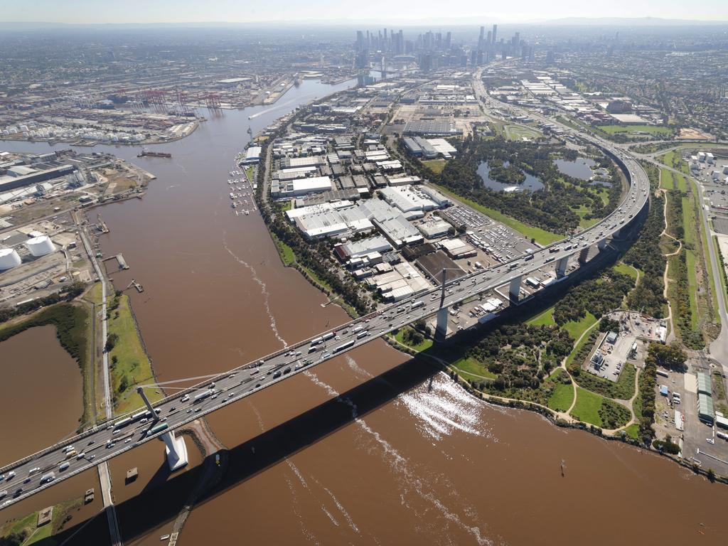 Aerial images over the Westgate tunnel project. Picture: David Caird