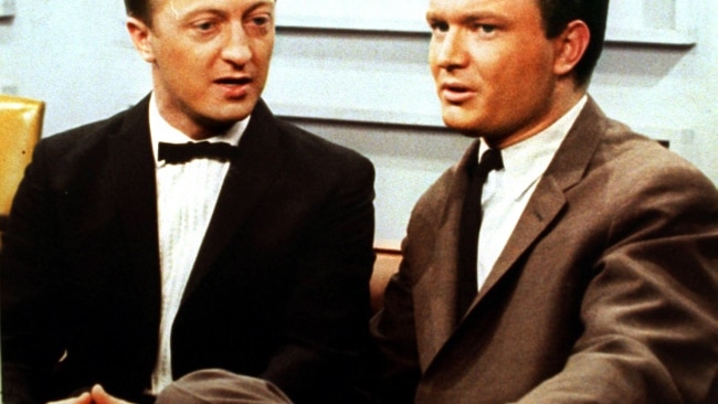 TV presenter comedian Graham Kennedy (l) with Bert Newton.