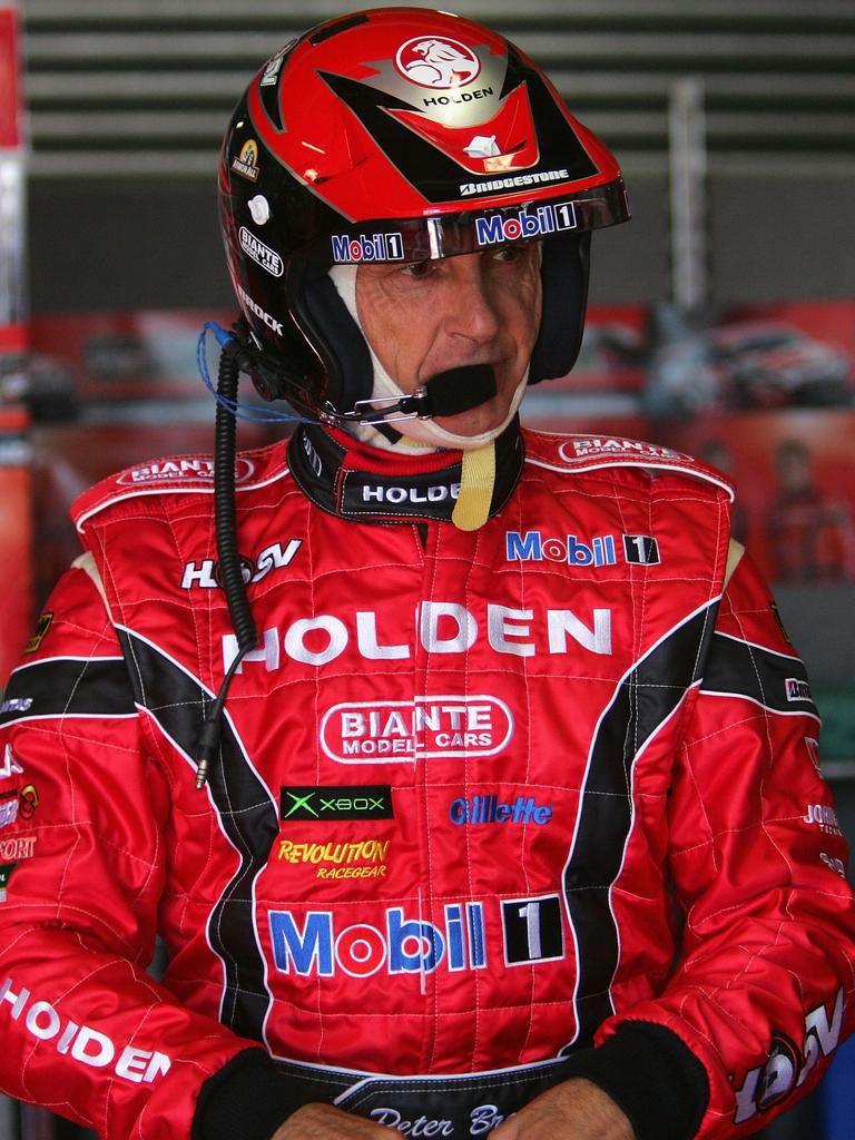 Peter Brock of the Holden Racing Team prepares for the morning practice session prior to qualifying for the Bathurst 1000 which is round ten of the 2004 V8 Supercar Championship Series at Mount Panorama on October 9, 2004 in Bathurst, Australia. Picture: Robert Cianflone/Getty Images