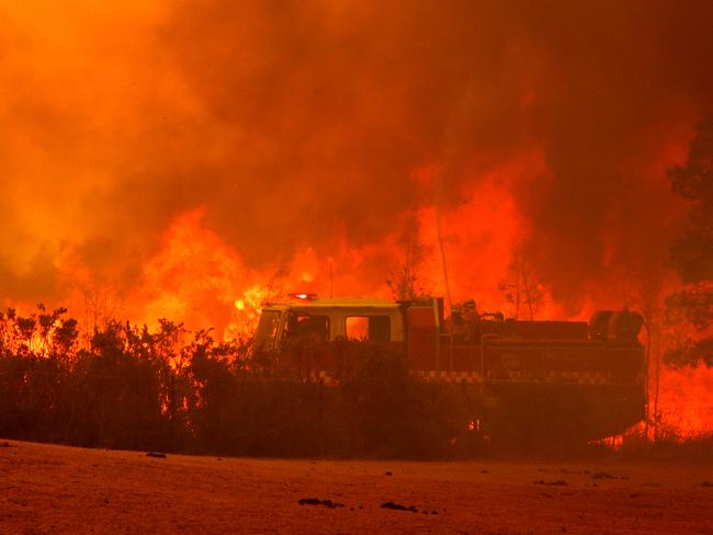 A bushfire threatens homes and livestock at Mount Bolton, near Waubra. Picture: Stuart McEvoy for The Australian