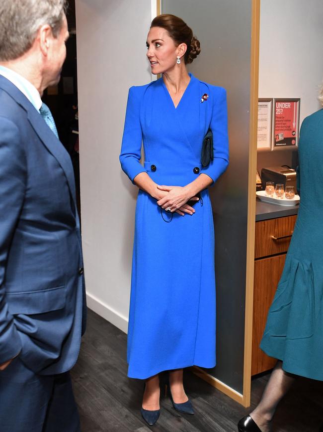 Kate in an ankle-length blue dress at COP26. Picture: Daniel Leal-Olivas/AFP