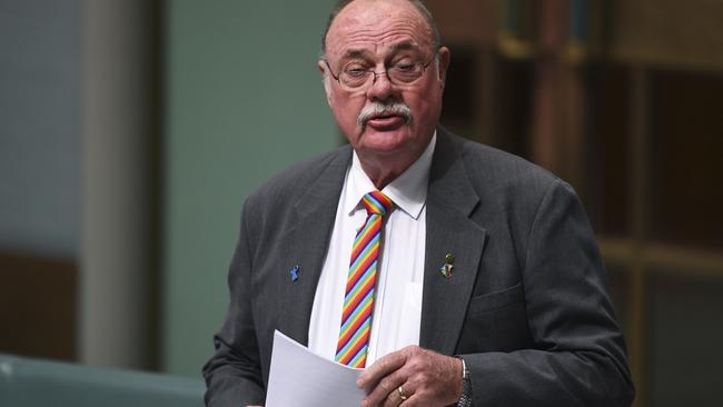 Liberal MP Warren Entsch wearing a rainbow tie. Picture: AAP.