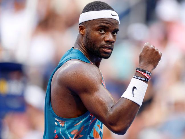 Frances Tiafoe ditched the sleeves at the US Open. Picture: AFP