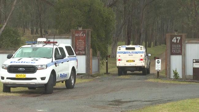 Police at the Galcsiks’ Pokolbin holiday accommodation, where they also resided. Credit: TNV