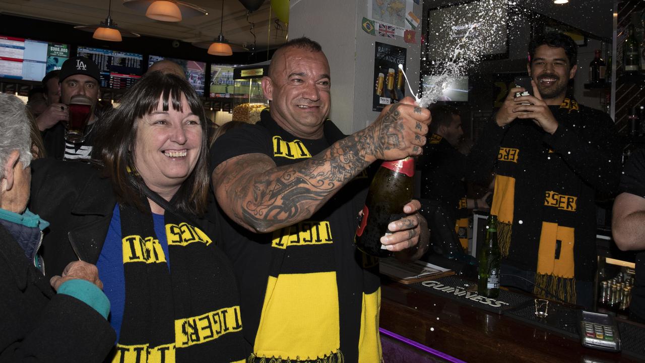 Dustin Martin's father Shane Martin reacts after Richmond’s 2019 Grand Final triumph. Picture: Brett Phibbs