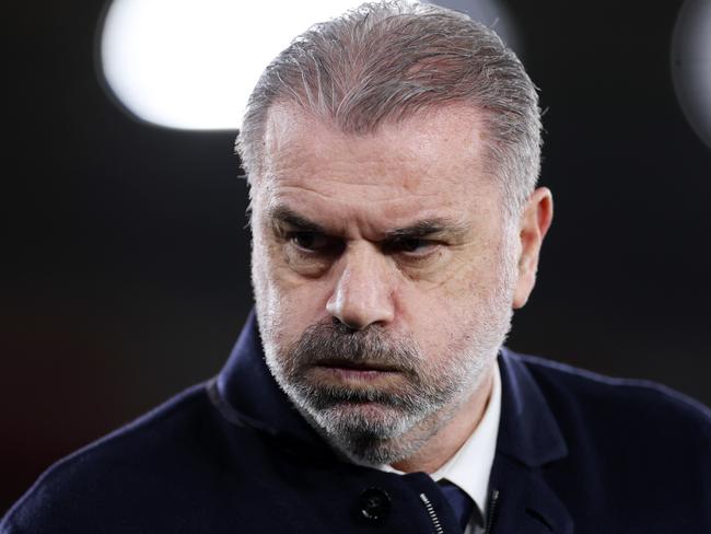 SOUTHAMPTON, ENGLAND - DECEMBER 15: Ange Postecoglou, Manager of Tottenham Hotspur, looks on during the Premier League match between Southampton FC and Tottenham Hotspur FC at St Mary's Stadium on December 15, 2024 in Southampton, England. (Photo by Dan Istitene/Getty Images)