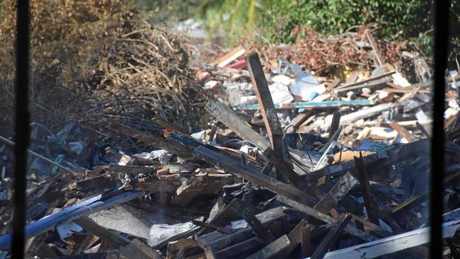 Timber rubble to be recycled. Picture: Leighton Smith