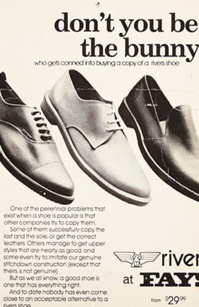 Rivers made shoes that it claimed others were trying to copy. Picture: Supplied