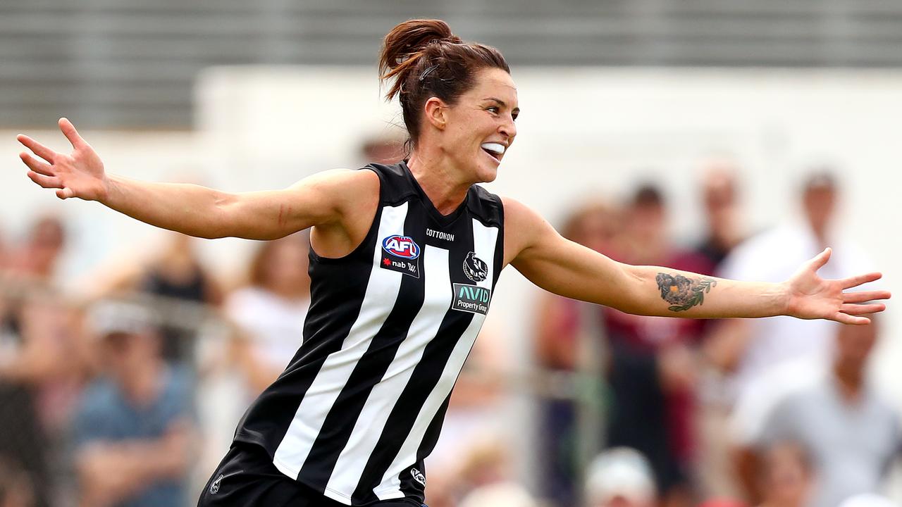 Sharni Layton is one of five Magpies in the 2020 AFLW All-Australian squad. Photo: Kelly Defina/Getty Images