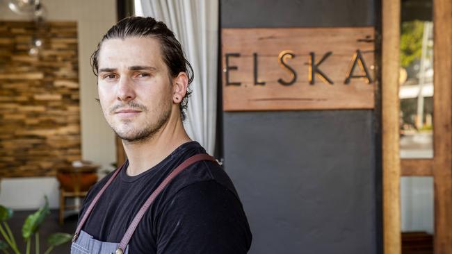 Nathan Dunnell, owner/chef of Elska in New Farm. Picture: Richard Walker