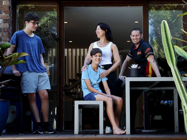 Jo and her husband Mike and kids Sam (16) and Jude (13) are relieved to have sold their Glebe home last weekend at a price they're happy with. They're now looking to rent while they look for a new house further out with more space, but are concerned about the market heating up and what they will be able to afford. Jane Dempster/The Australian.